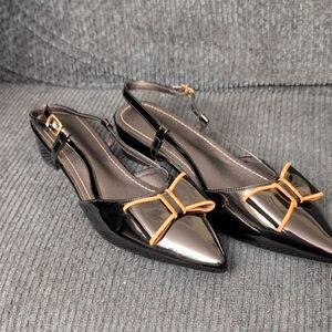 Shein black strappy back block heel size 12/43